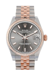 Rolex Datejust 31 Dark Rhodium Dial Fluted Bezel 18K Everose Gold Two Tone Jubilee Watch 278271